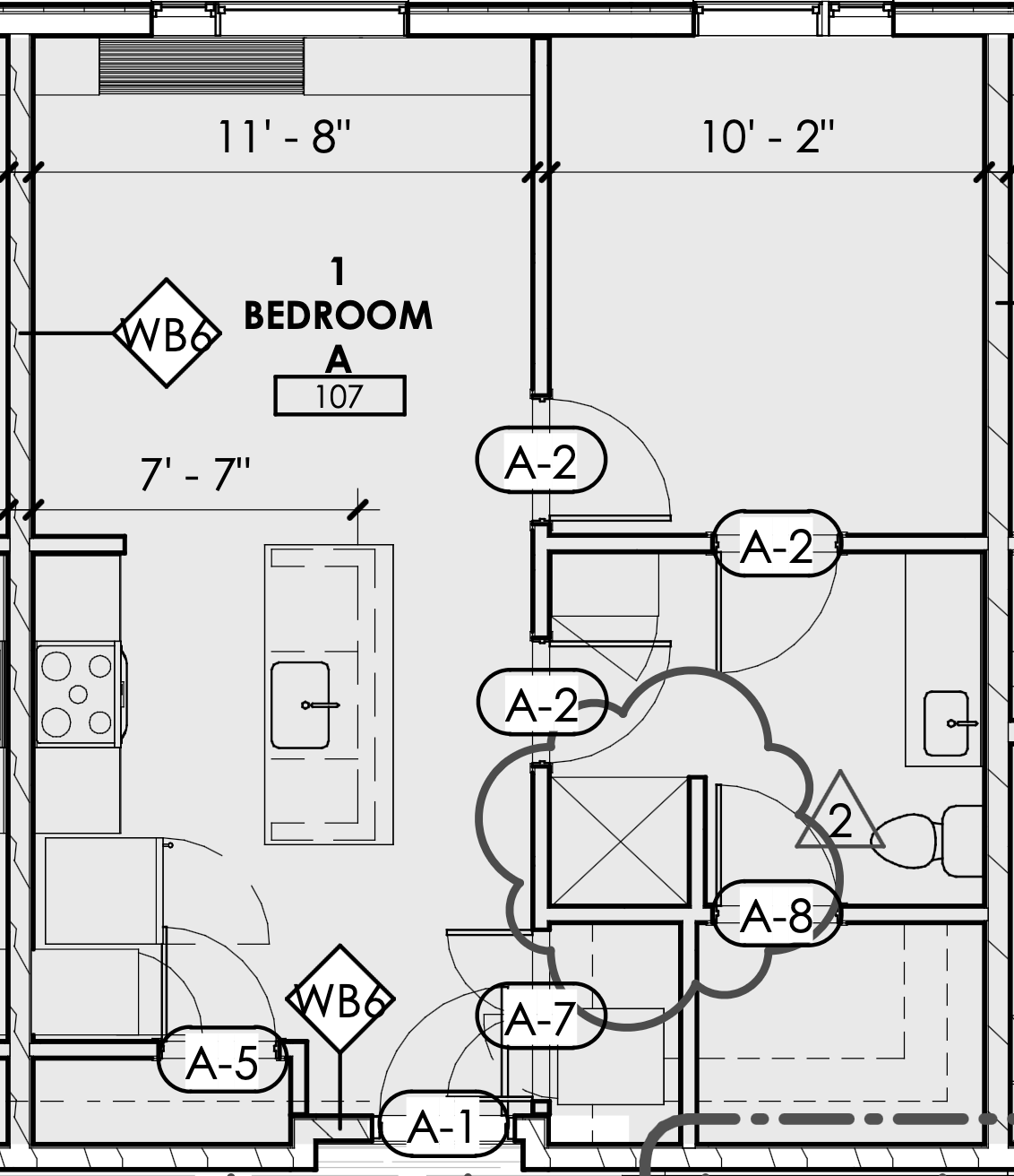 1 bedroom A 107