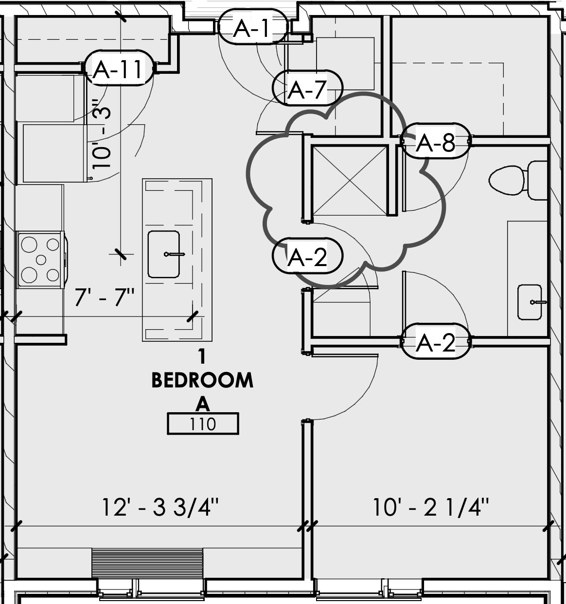 1 bedroom A 110