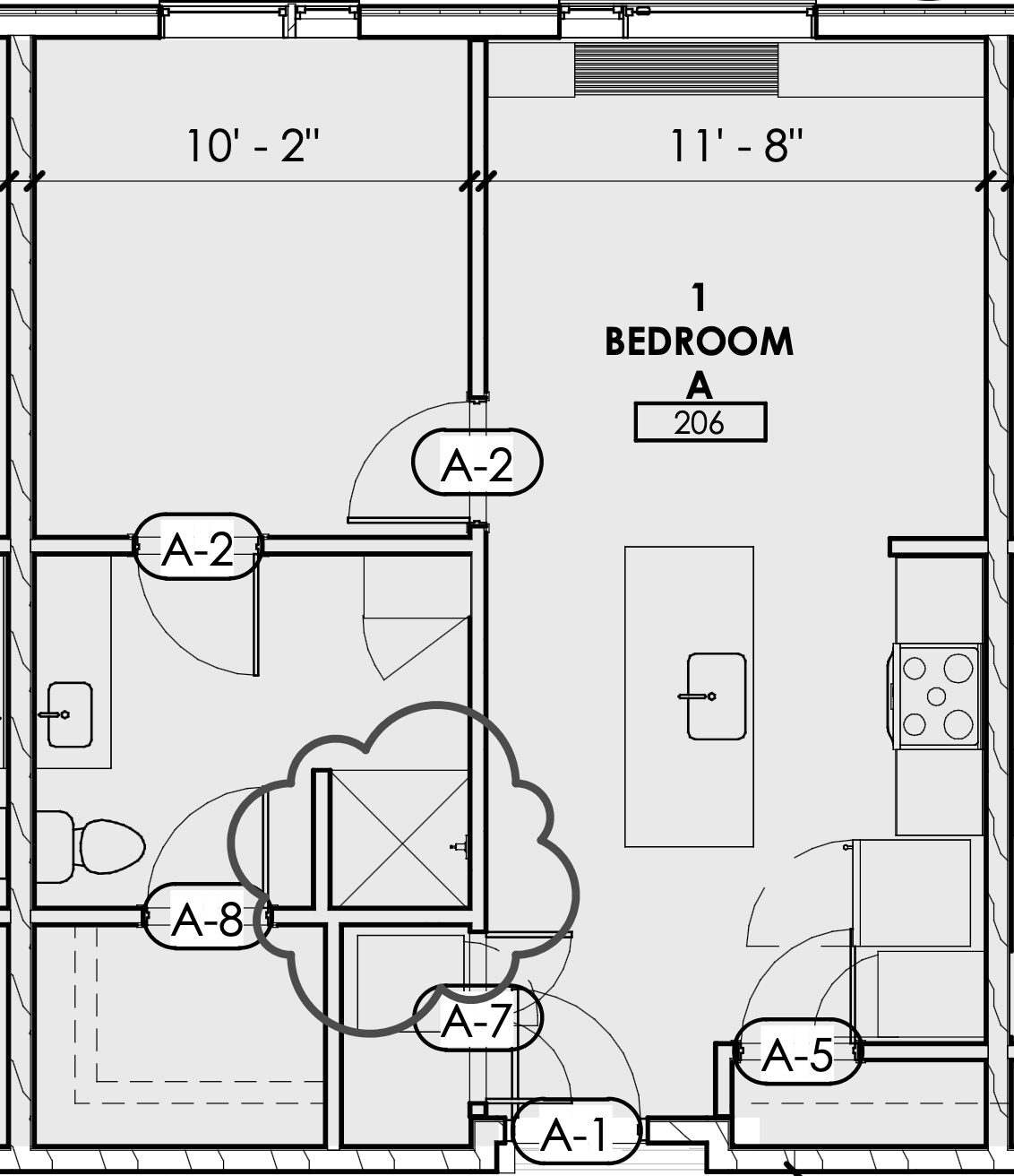 1 bedroom A 206