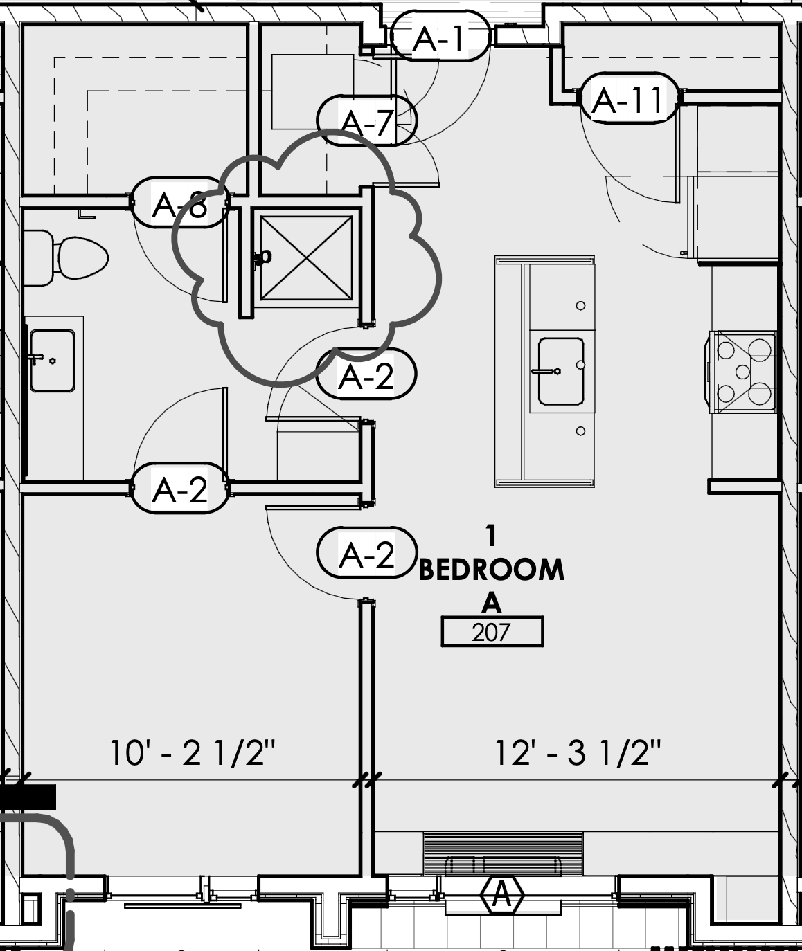 1 bedroom A 207