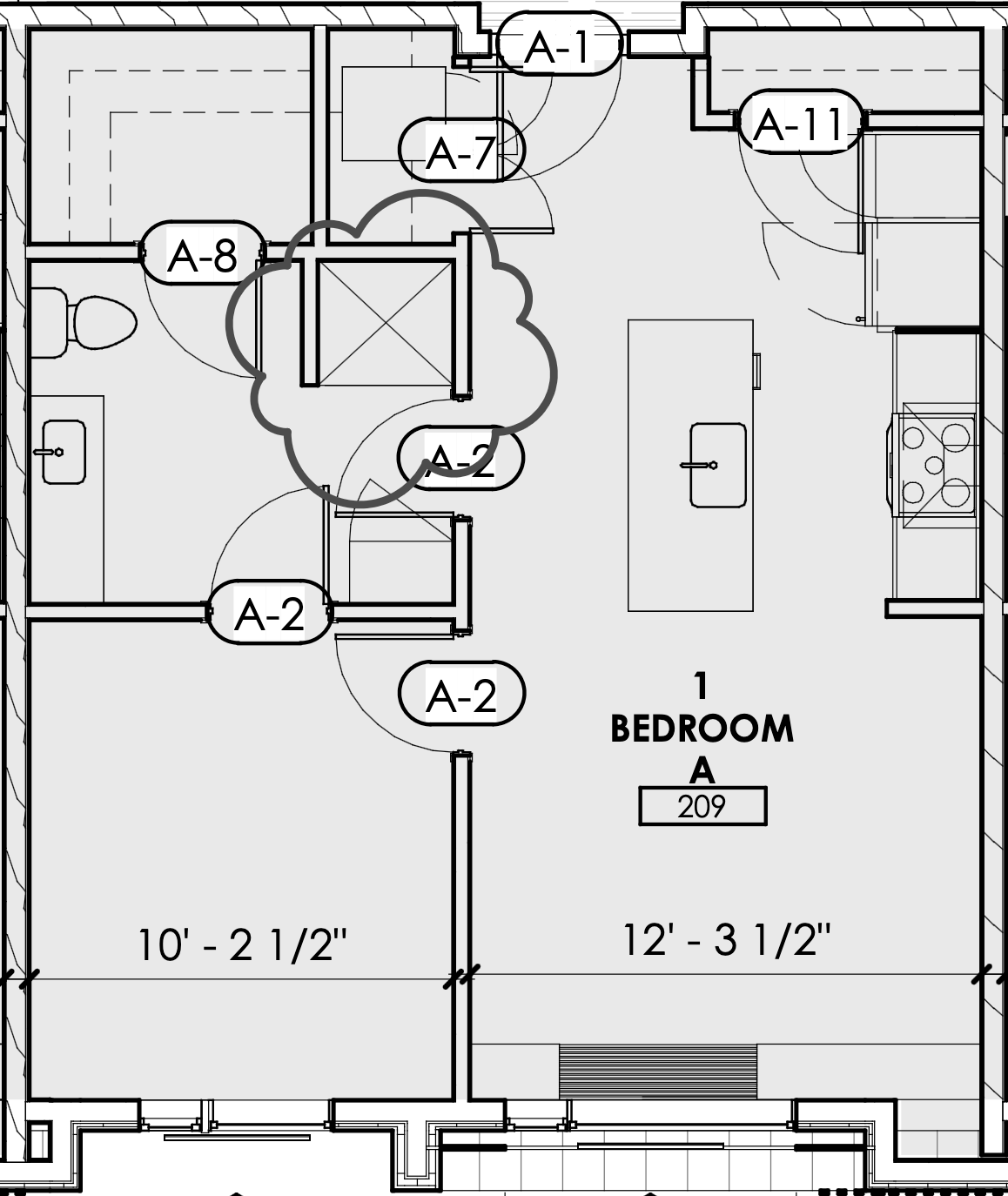 1 bedroom A 209