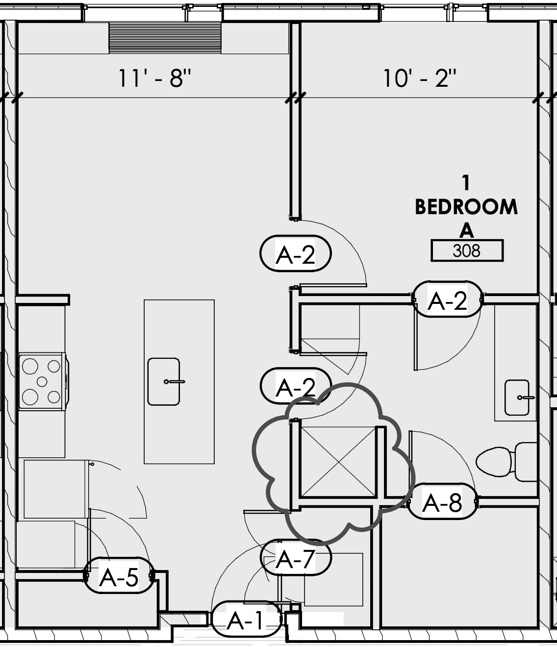 1 bedroom A 308