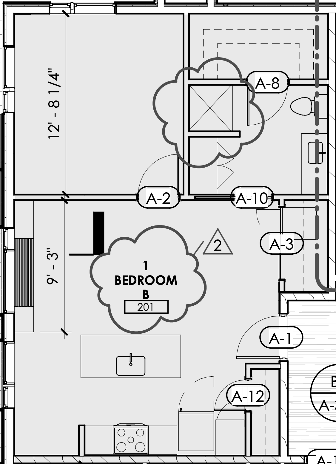 1 bedroom B 201