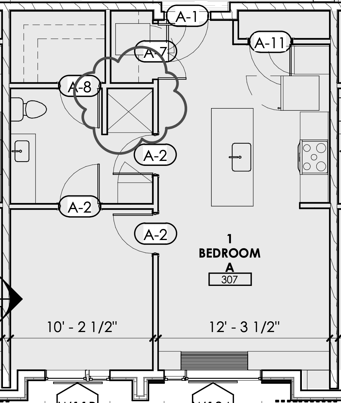 1 bedroom A 307
