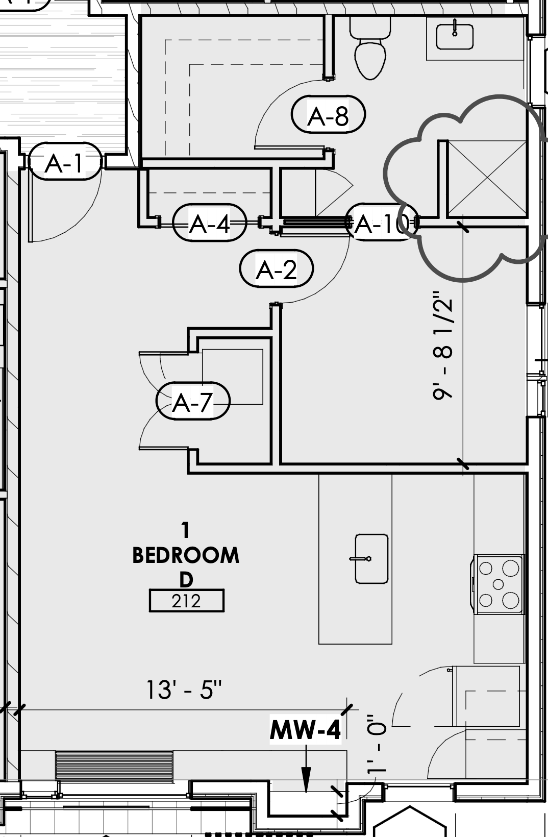 1 bedroom D 212