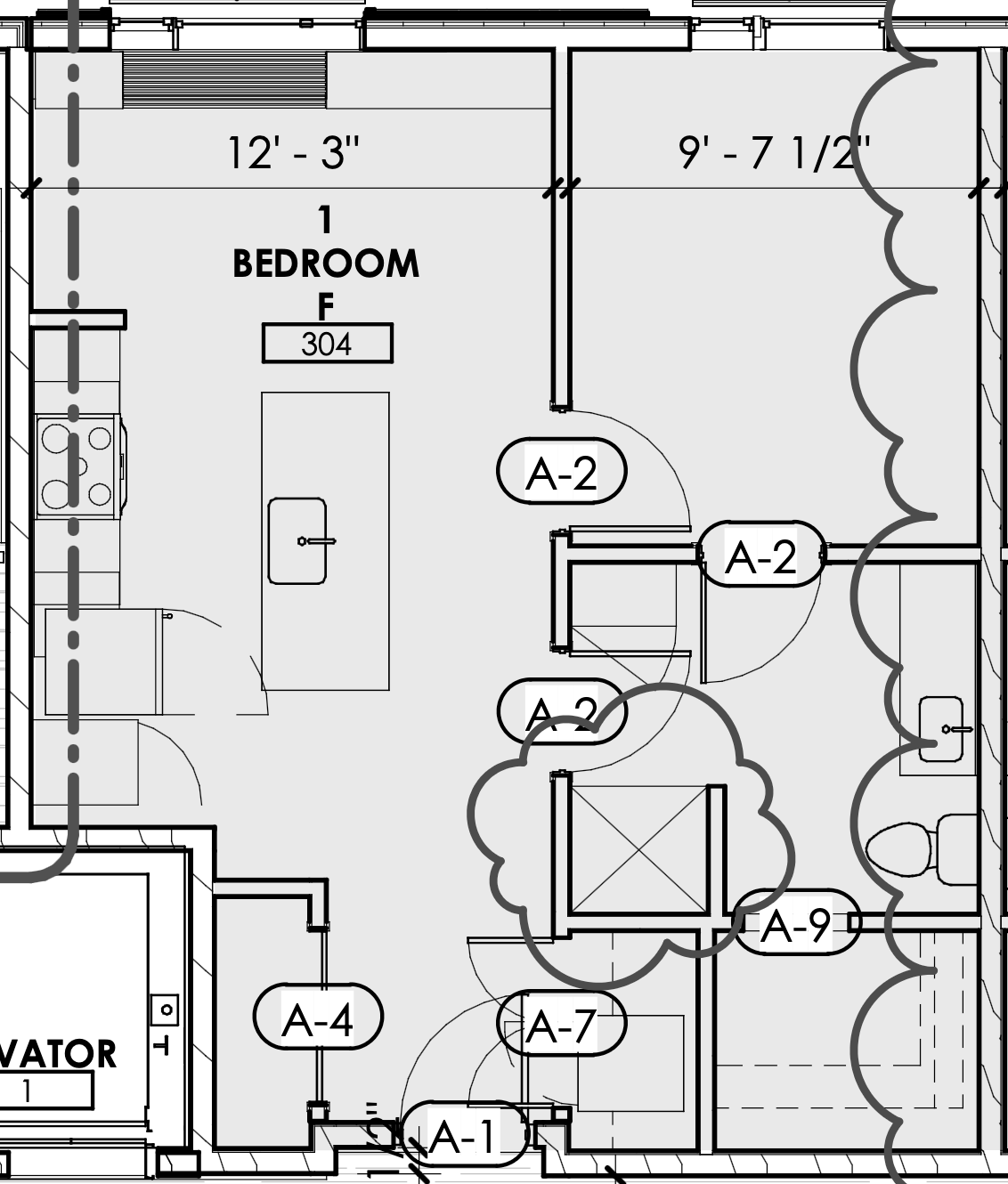 1 bedroom F 304